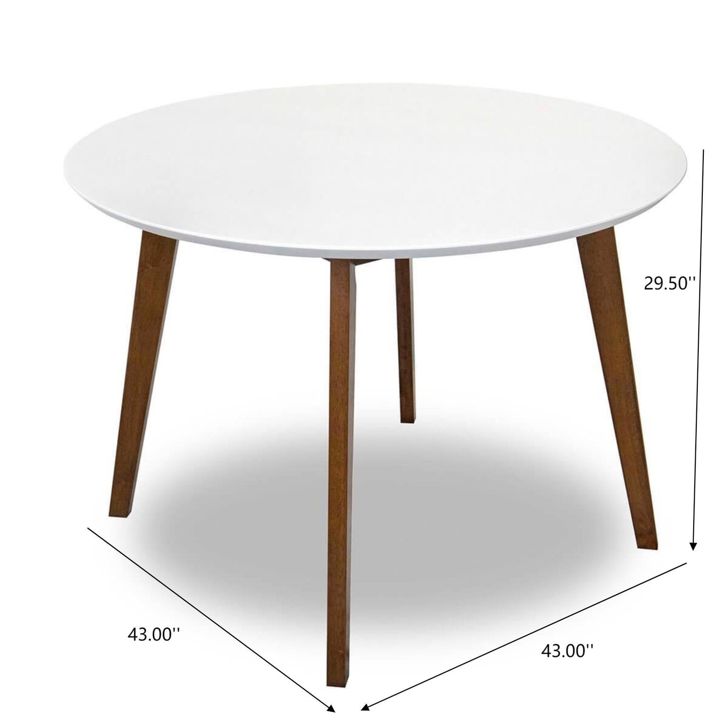 Alina Contemporary Dining Table with Smooth White Finish and Solid Wood Base 43' Diameter X 29.5' H Kitchen Dining Room Circle Dinner Pedestal Table