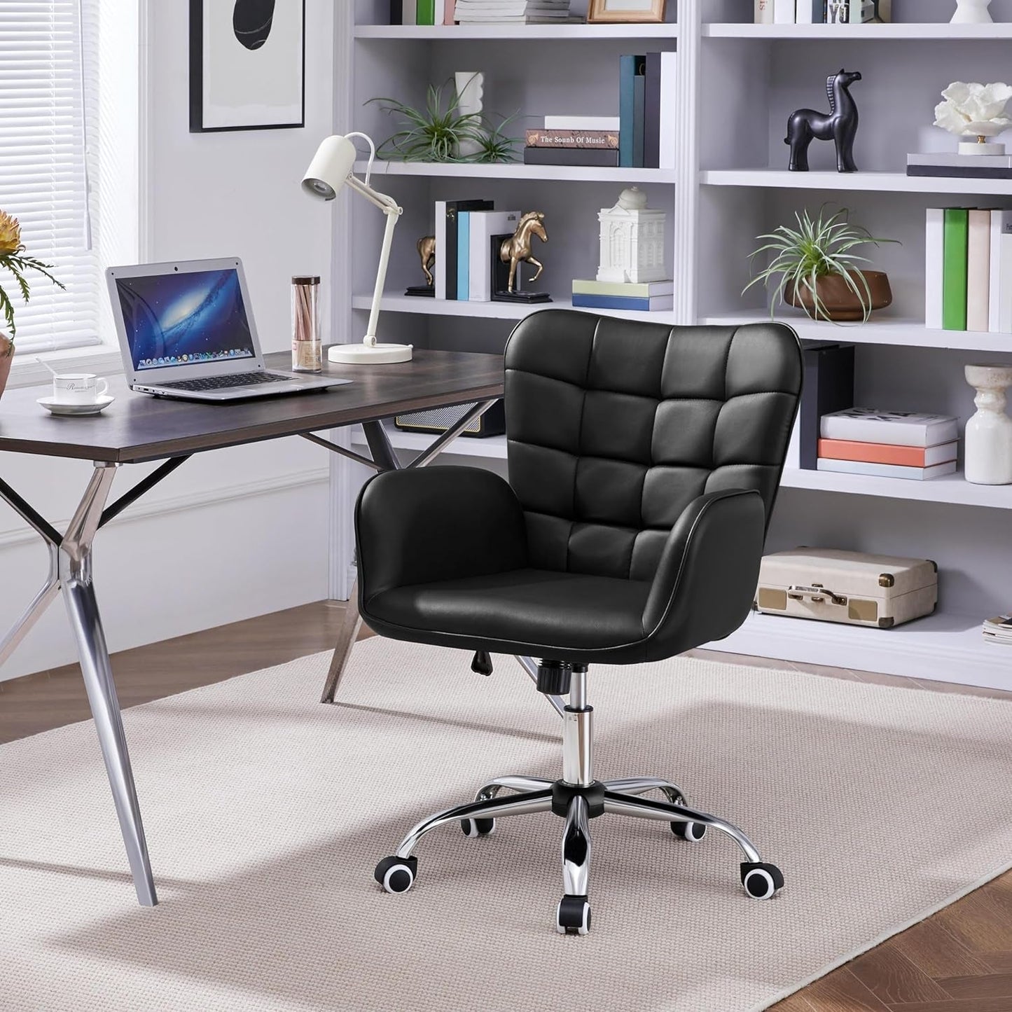 Ergonomic Office Chair 18.7 Inch Wide Seat Black Comfort