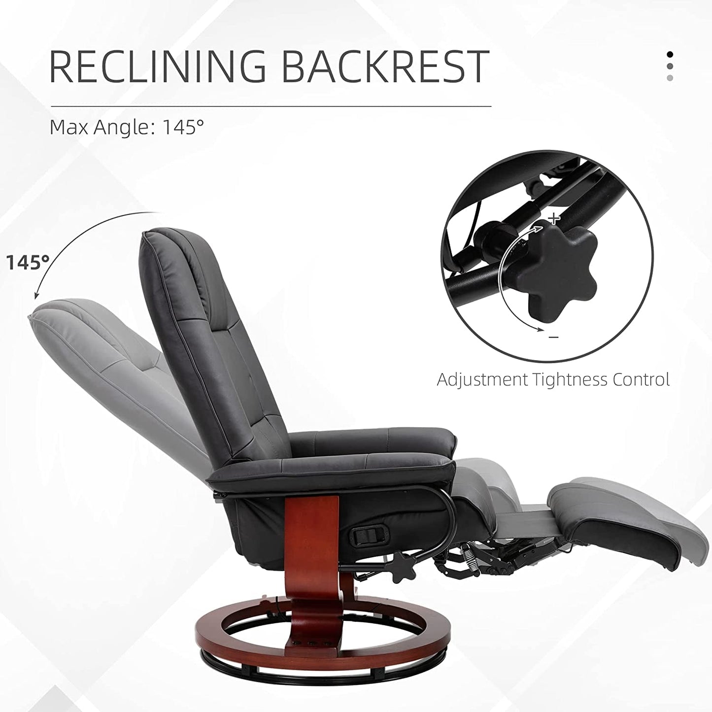 Manual Recliner Chair With Footrest And Swivel Base