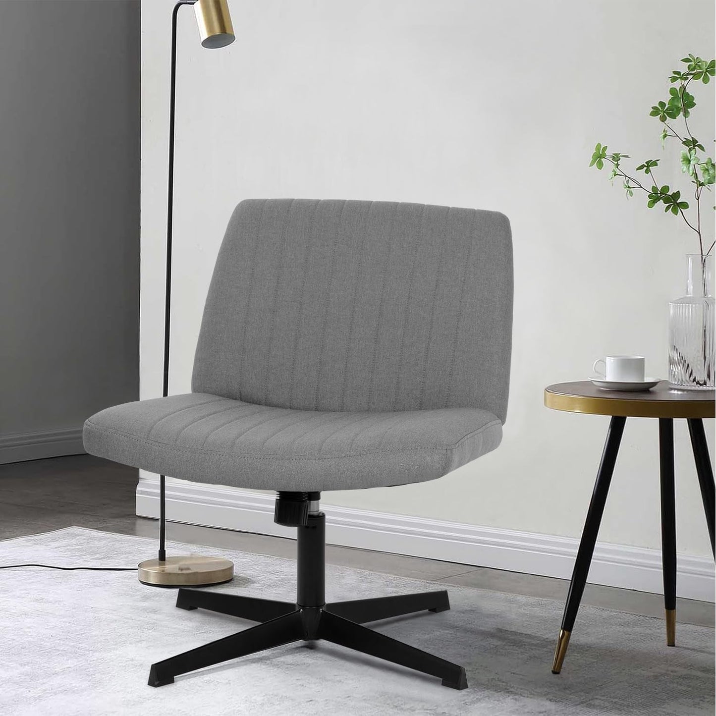 Criss Cross Armless Office Chair Height Adjustable Grey