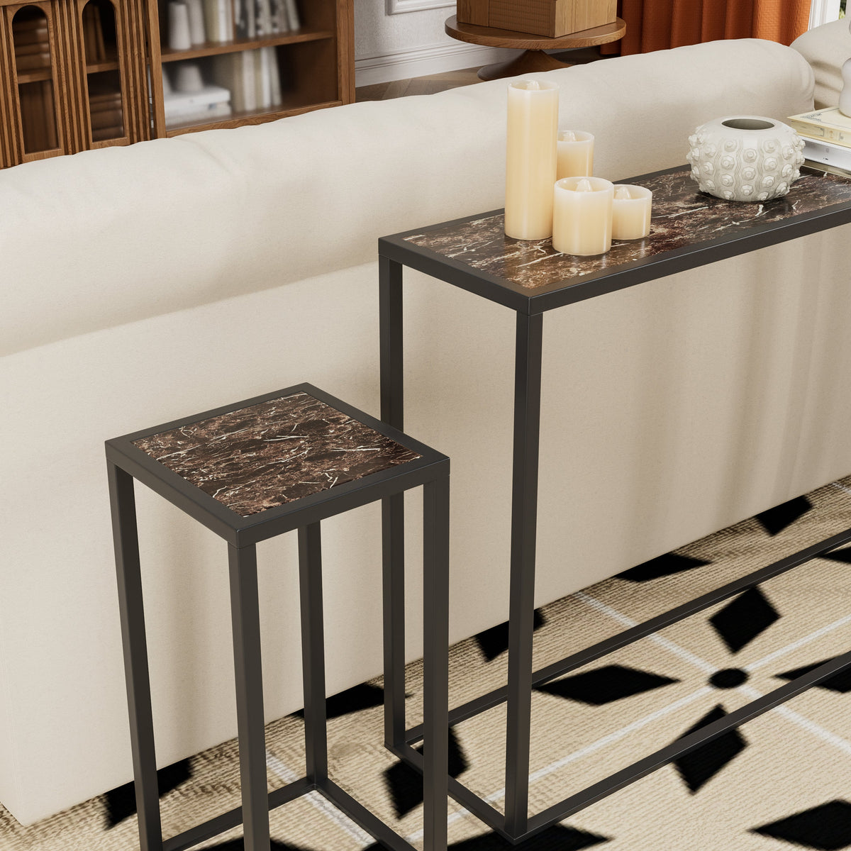 3-Piece Set of Narrow Table - High-End Edge Wrapped Entrance Hall Table