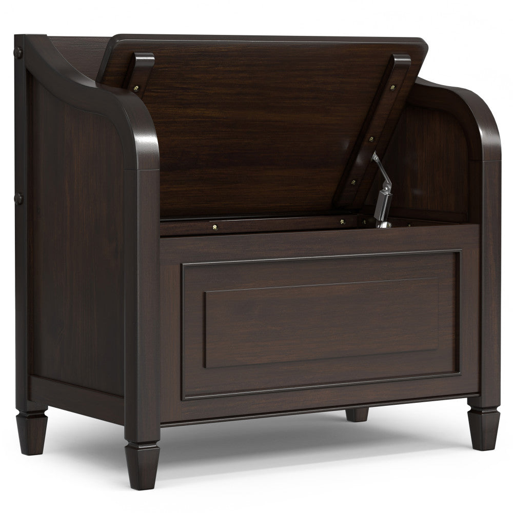 Connaught 30 Inch Wide Solid Wood Small Entryway Storage Bench