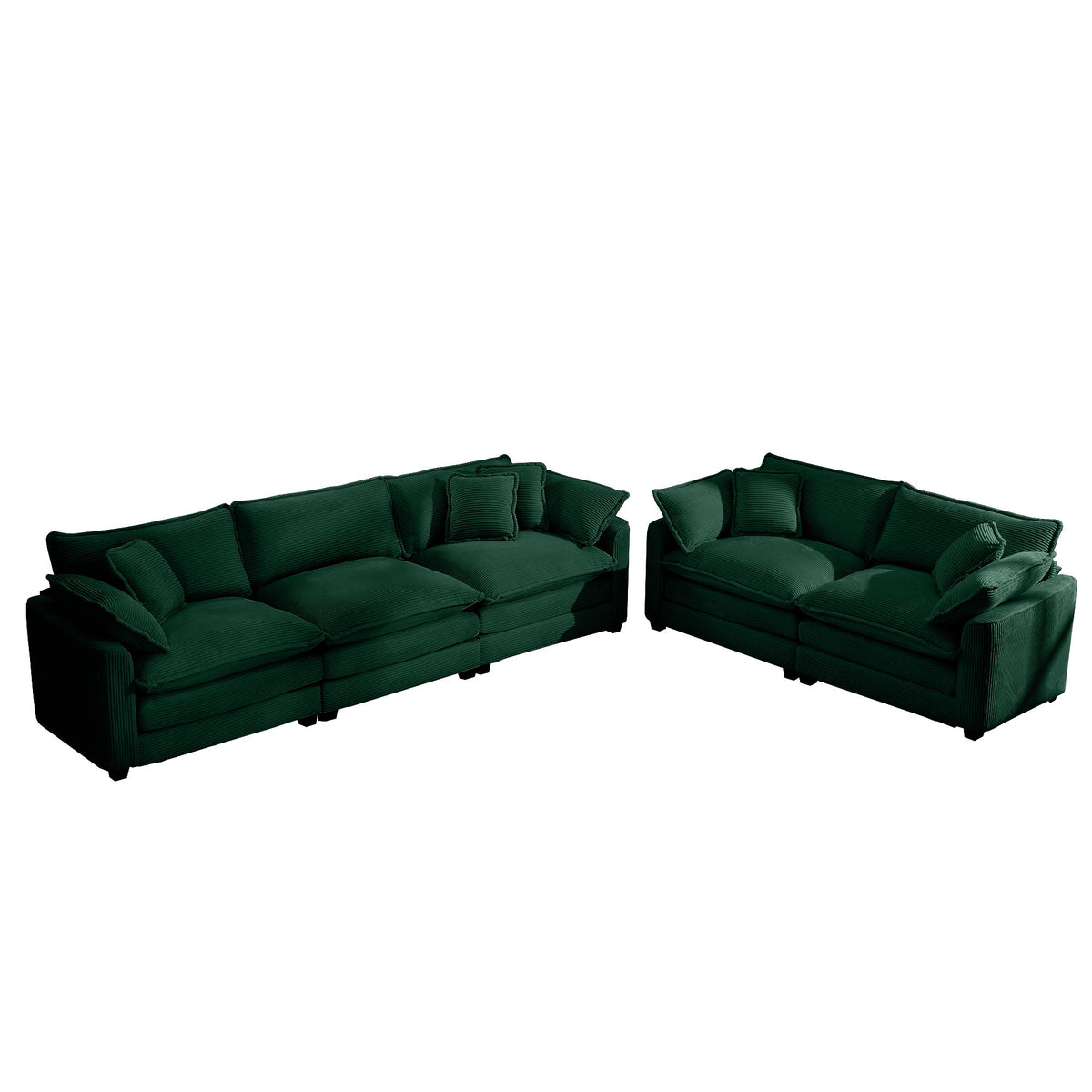 Modern Fabric Living Room Sofa Two Piece Set