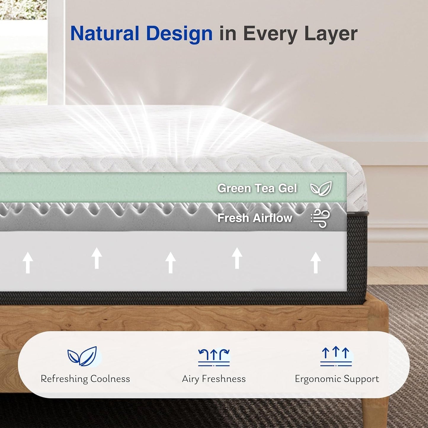 Queen Memory Foam Mattress Gel Cooling CertiPur US Certified