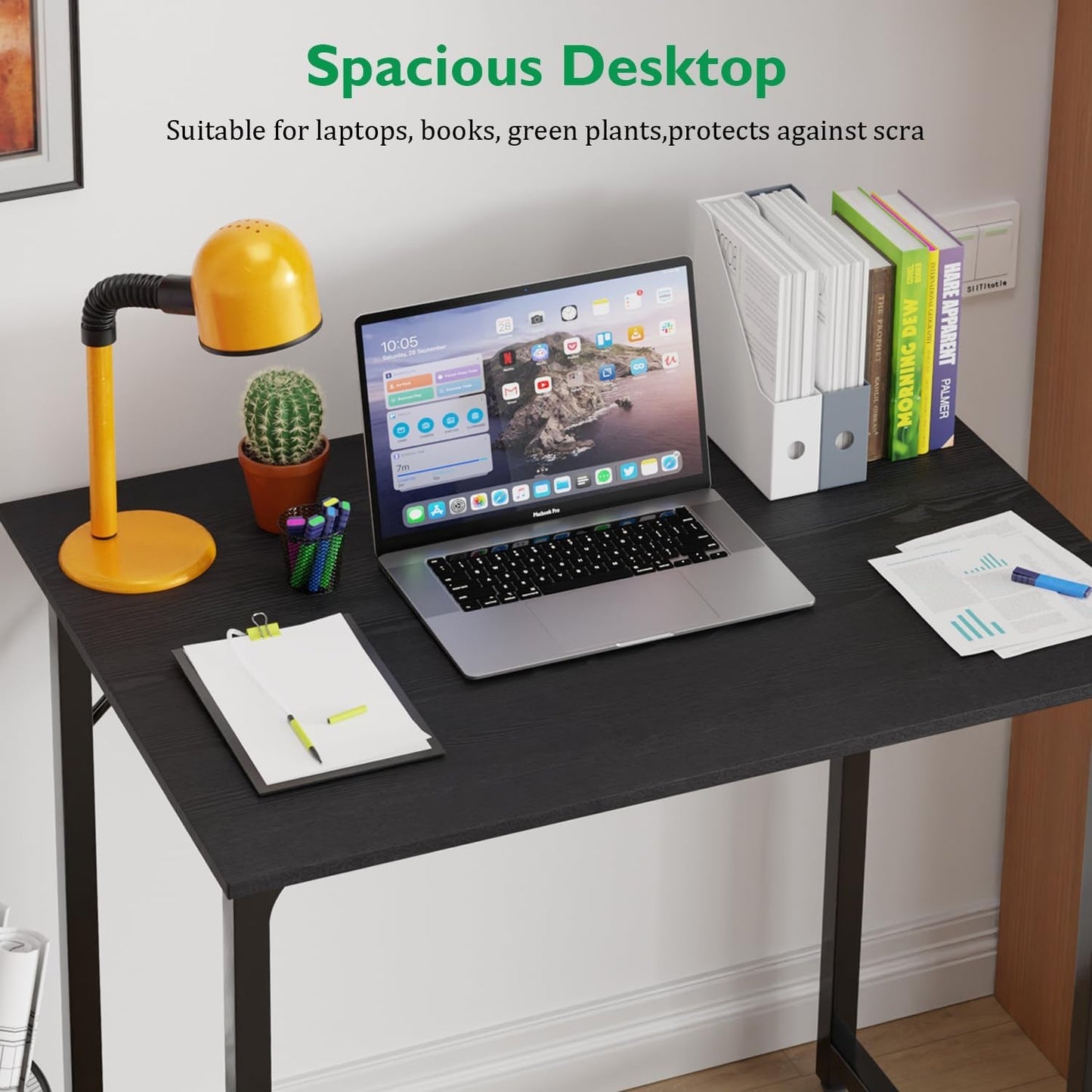 Black 32 Inch Desk And Chair Set For Home Office Use