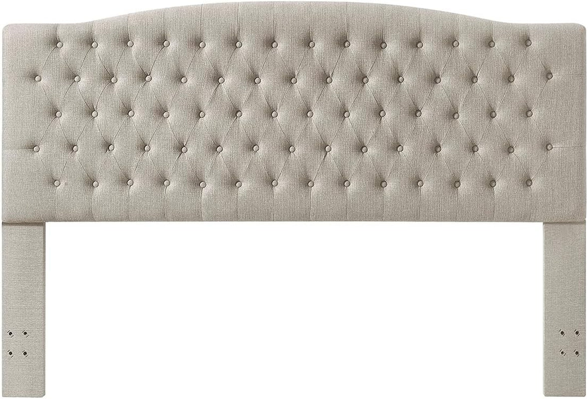 Linen Upholstered Tufted King Headboard for Stylish Comfort