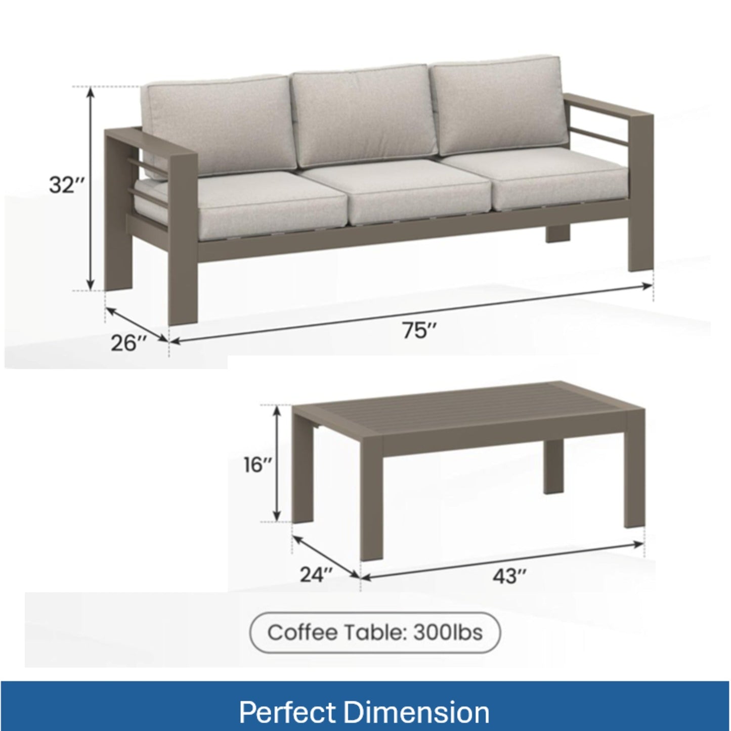 2 Pieces Outdoor Patio Set