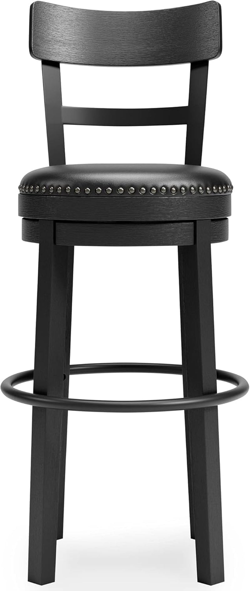 Valebeck 30.38 Black Upholstered Pub Height Swivel Barstool