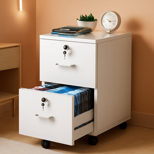 2 Drawer Locking File Cabinet For Letter Size Folders With Tabs, Mobile Under Desk