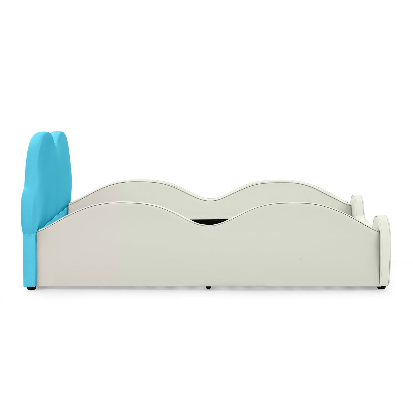 Cute Cloud Shape PU Leather Kids Bed with Guardrails