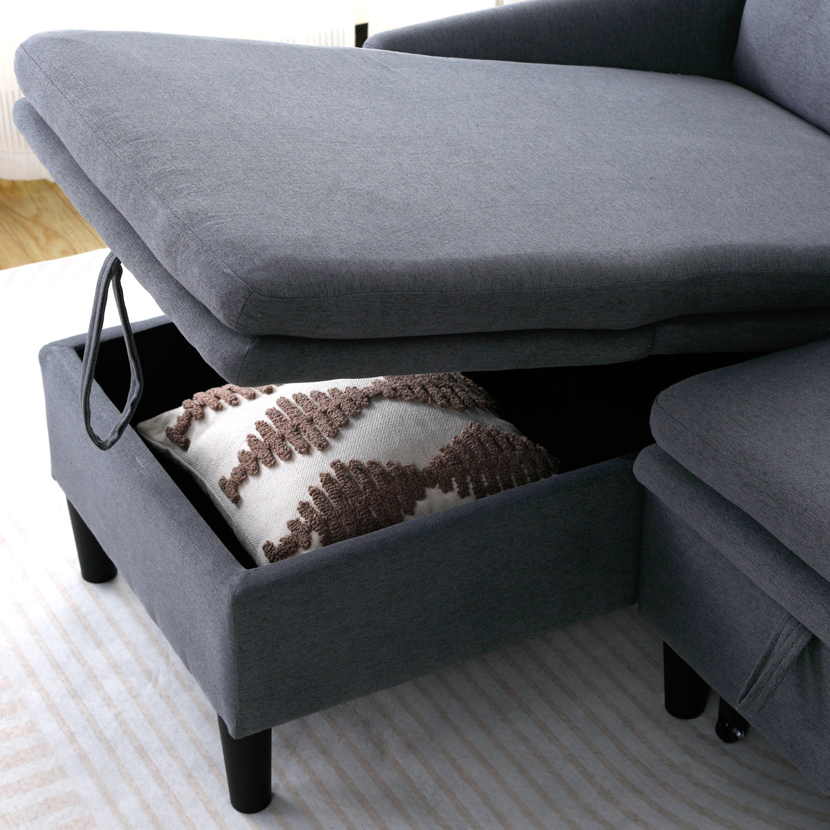 L-Shaped Reversible Chaise Sectional Sofa with Storage