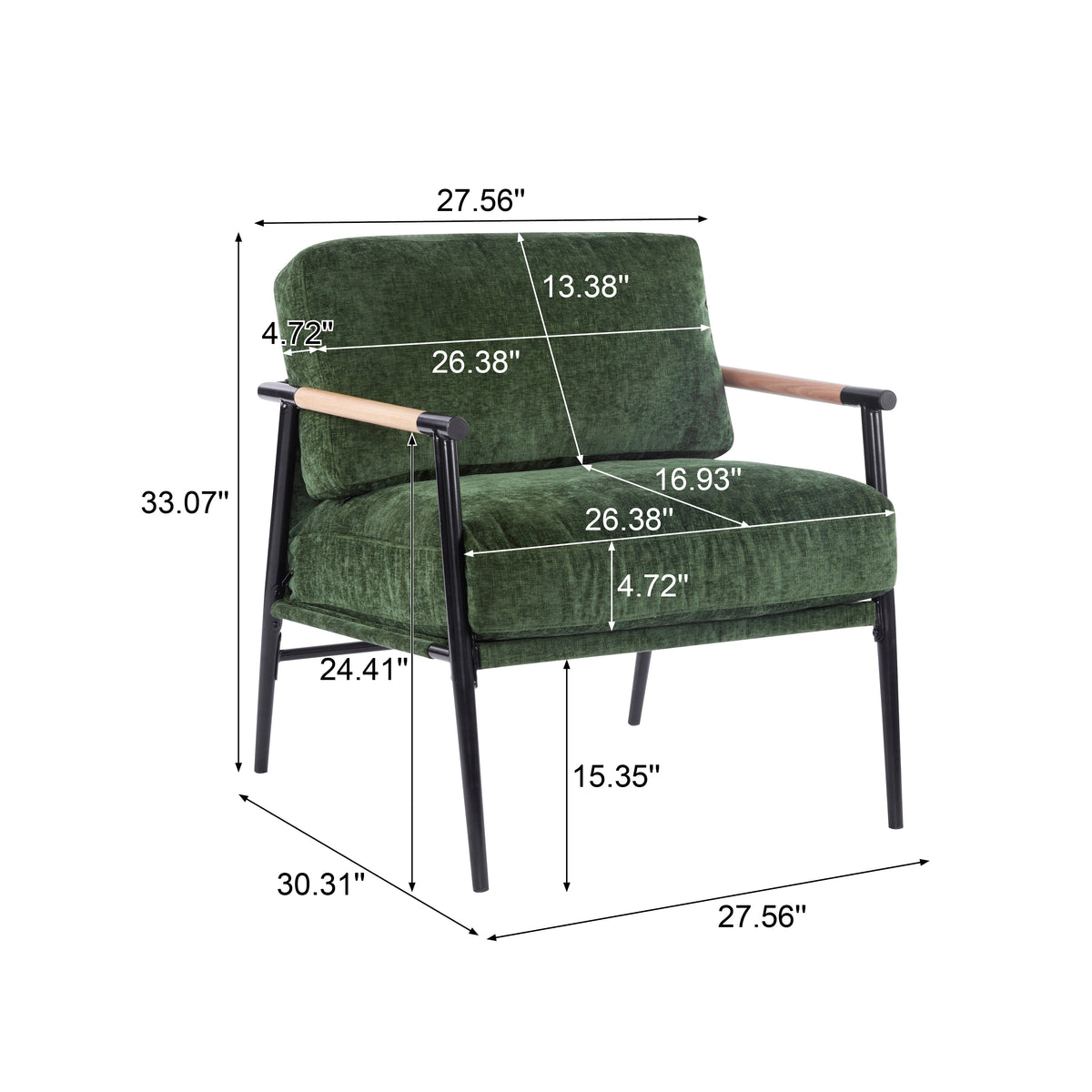 27.56" Modern Accent Chair with Plush Cushions