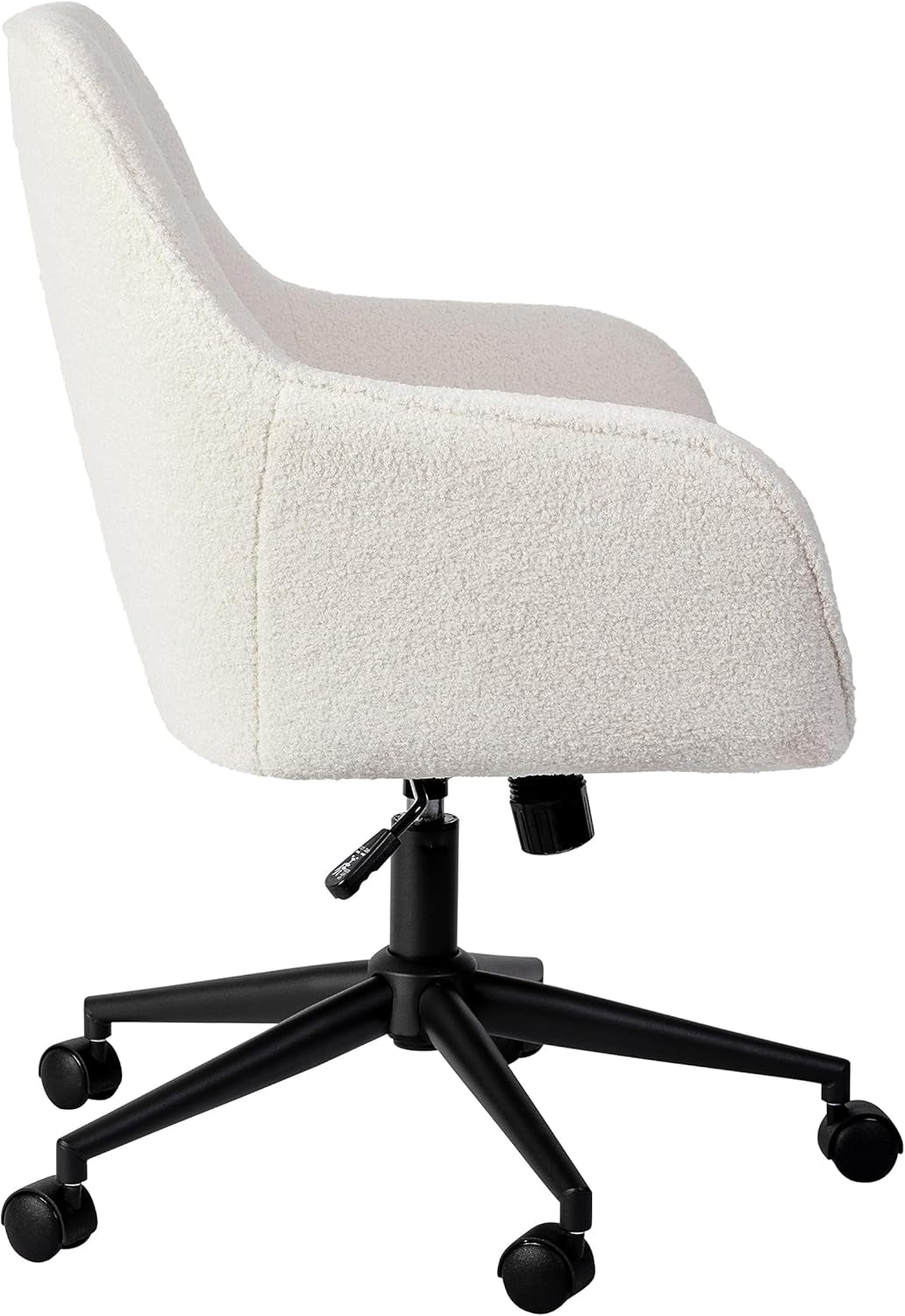 Rayna Swivel Task Chair White Boucle With Oil Rubbed Bronze