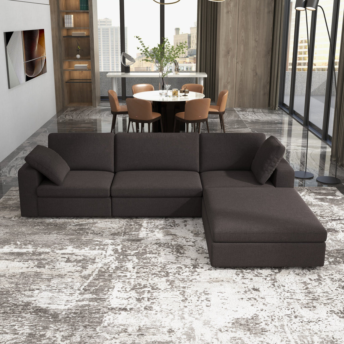 Cecilia Modular Corner Sectional Modern Fabric Sofa