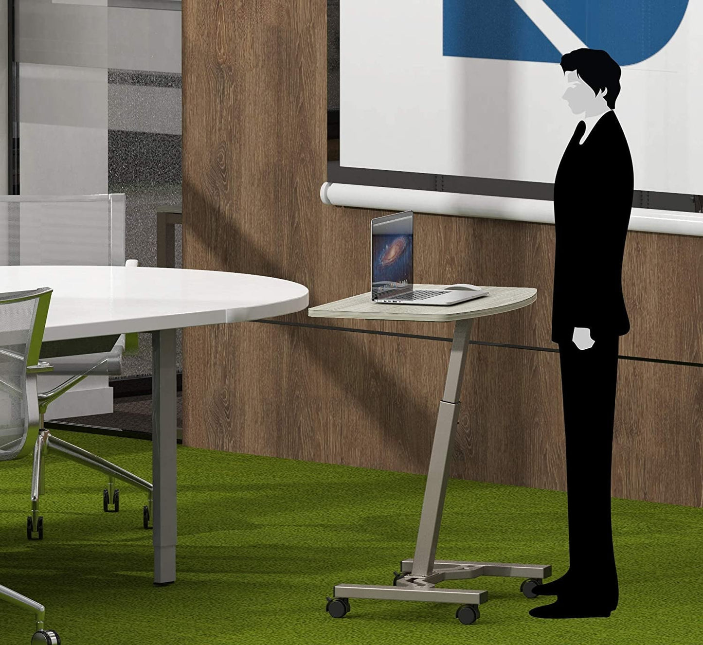 Height Adjustable Laptop Desk Cart, 28 To 33 Inch, Maple