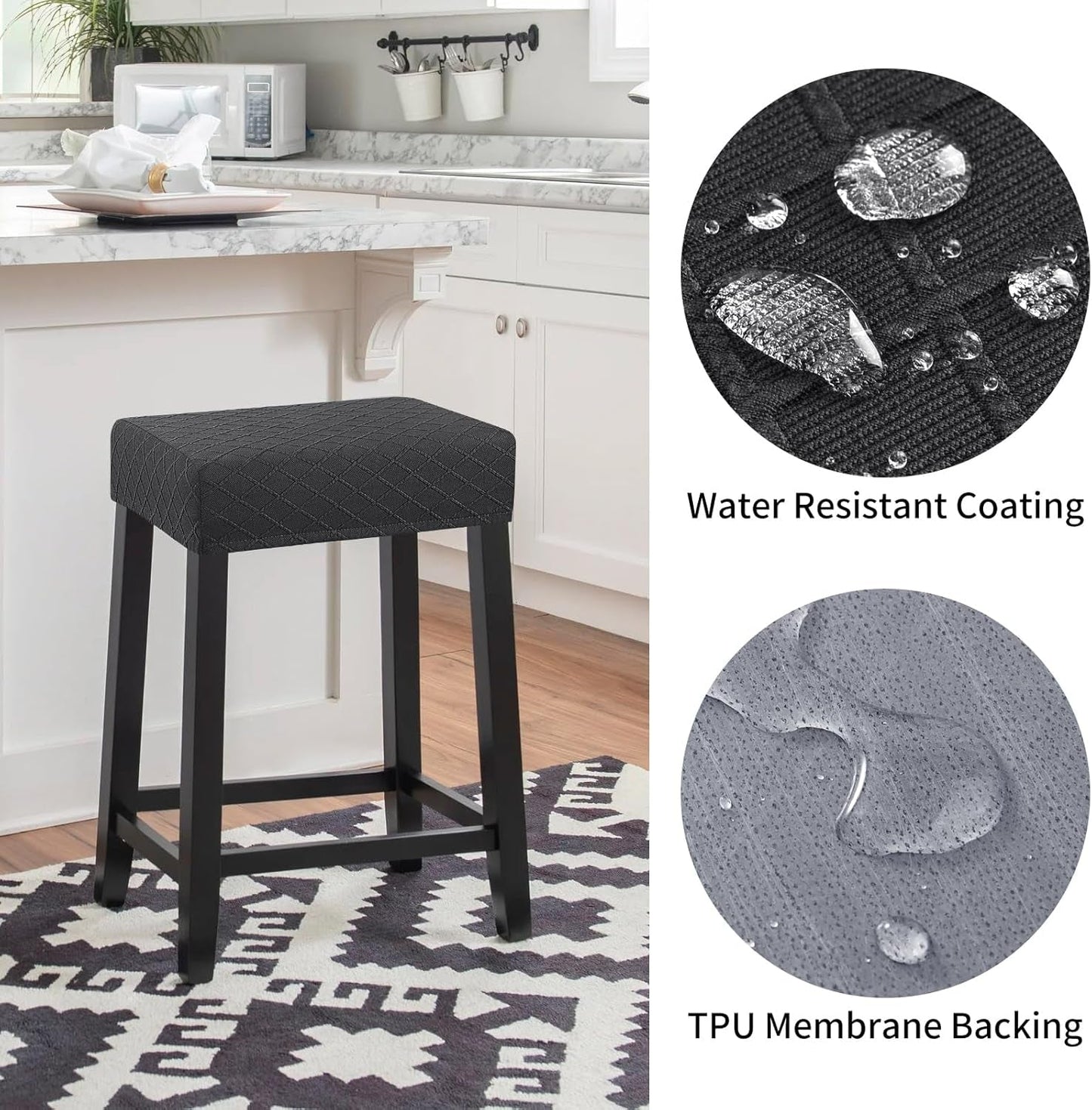 Stretch Waterproof Bar Stool Covers 2 Pack For Counter
