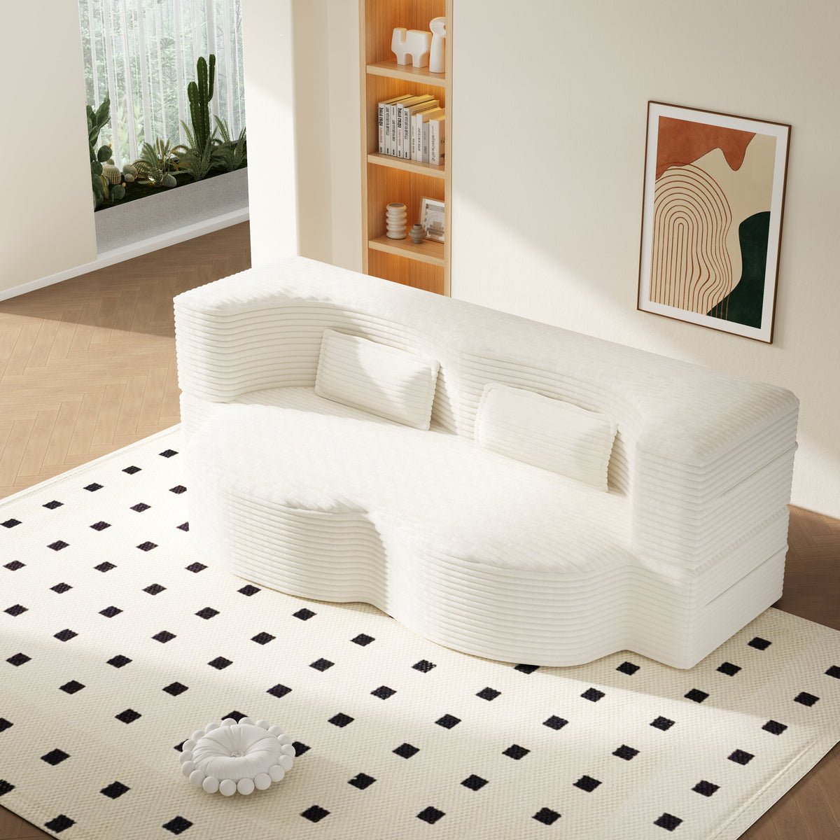 Modern Floor Sofa with 2 Pillows