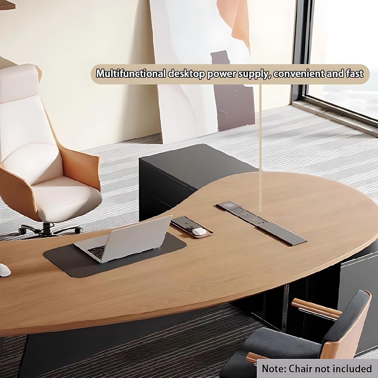 L Shaped Desk With Solid Wood 80 Inch Executive Work space Desk