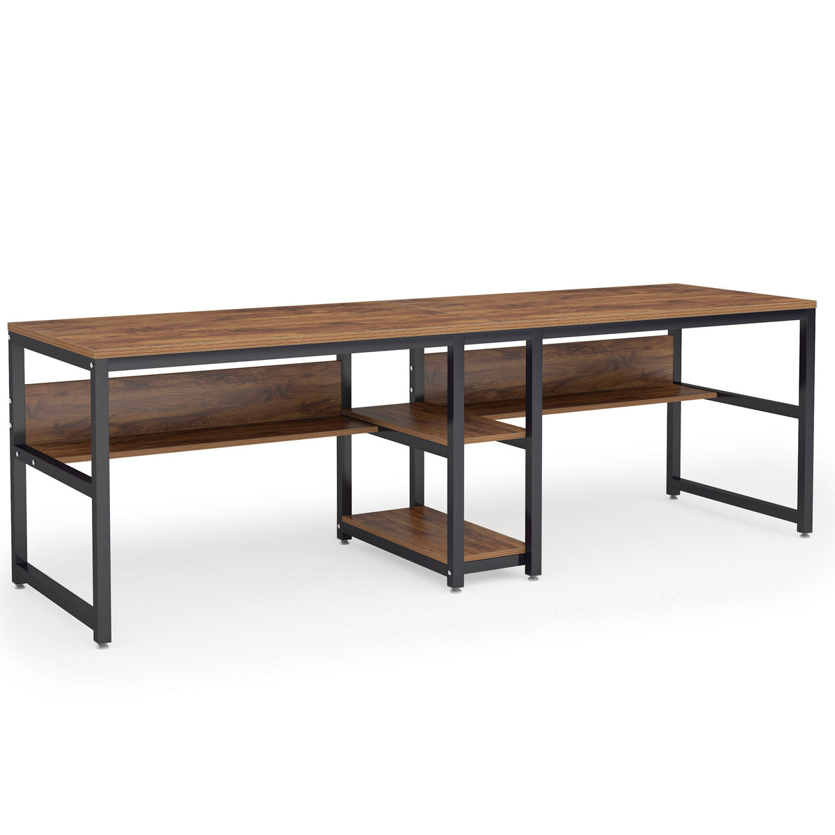 78.7" Double Desk for Two Persons with Bookshelves