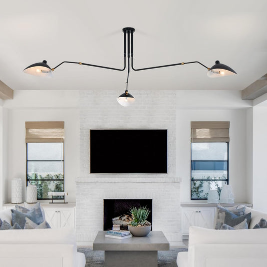 Matt Black Three Arm Adjustable Pendant Light Chandelier