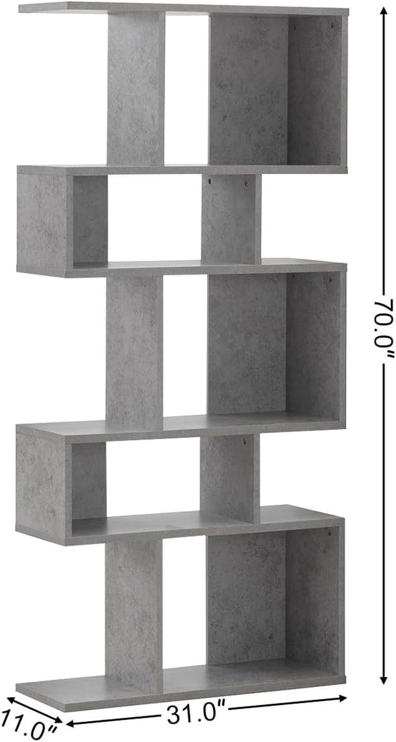 Gray Five Tier Geometric Bookshelf Set Of 2 70 Inch Tall