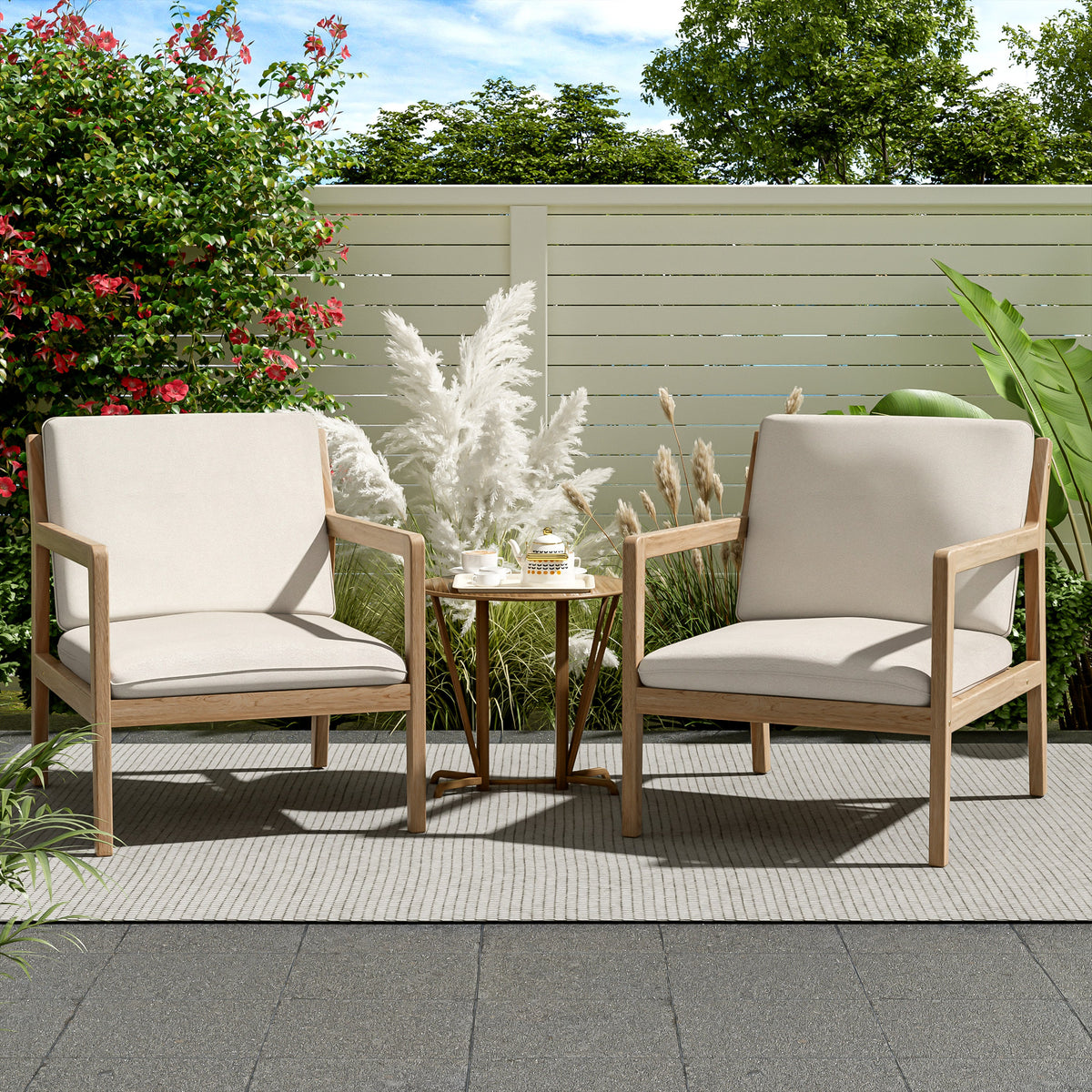 Outdoor Acacia Wood Armchair, Set of 2