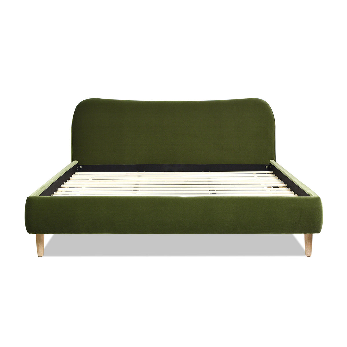 Roman Curved Headboard Upholstered Platform Bed, King, Olive