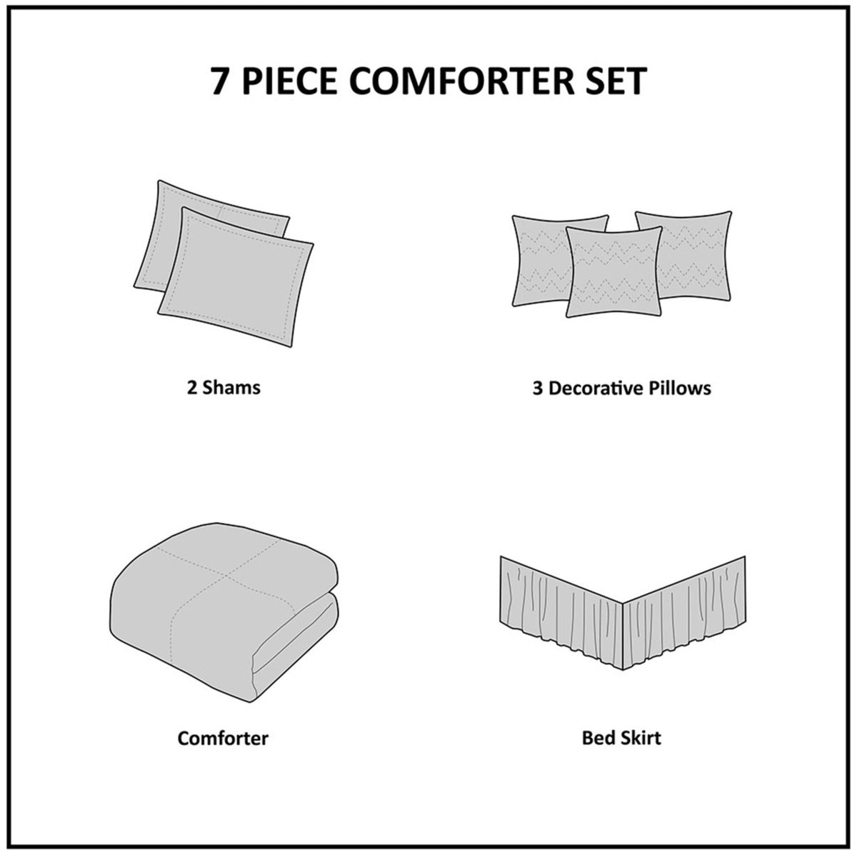 7 Piece Jacquard Comforter Set Grey/Taupe King