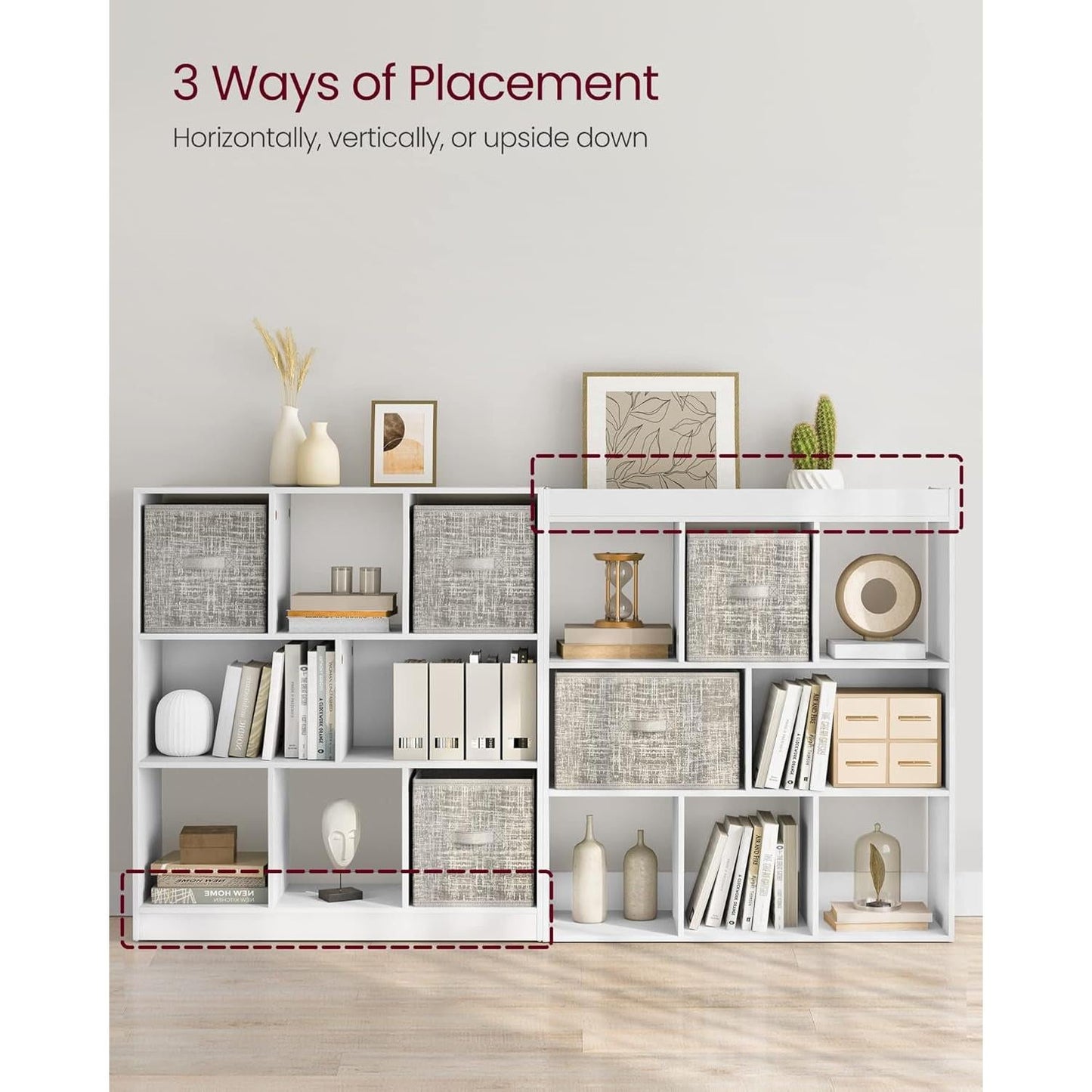 White Bookcase With 8 Open Compartments Freestanding Storage Shelf 11x35.4x39.4