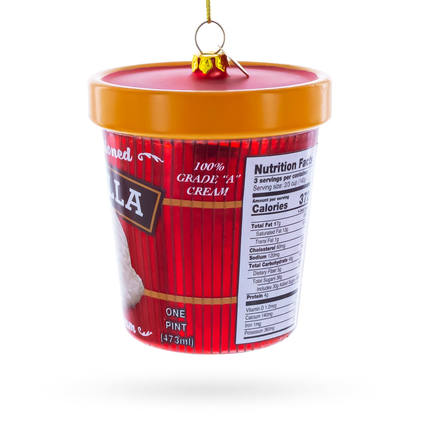 Vanilla Ice Cream Pint Glass Christmas Ornament