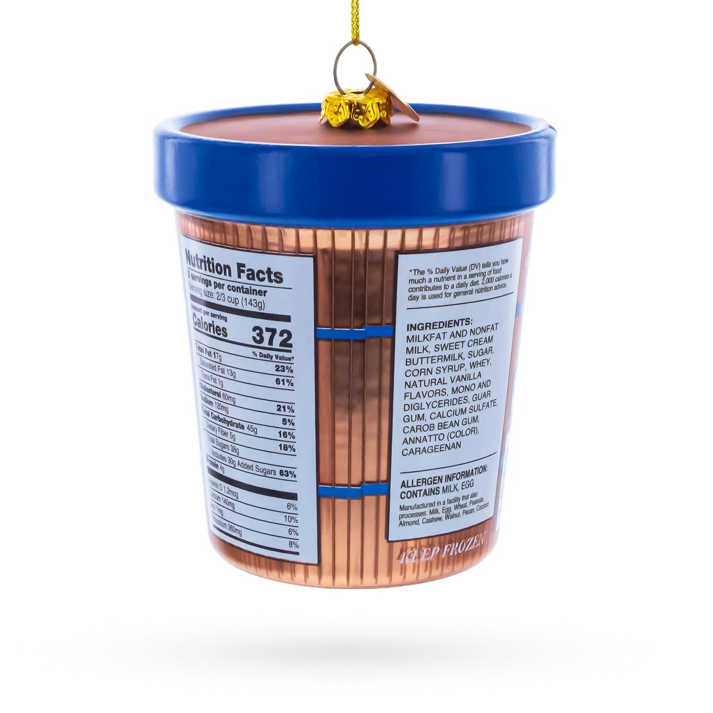 Chocolate Ice Cream Pint Glass Christmas Ornament