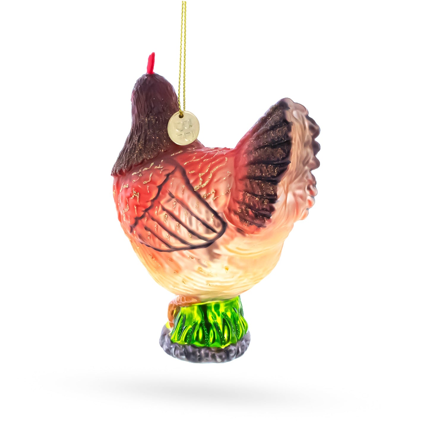 Farmyard Chicken Glass Christmas Ornament