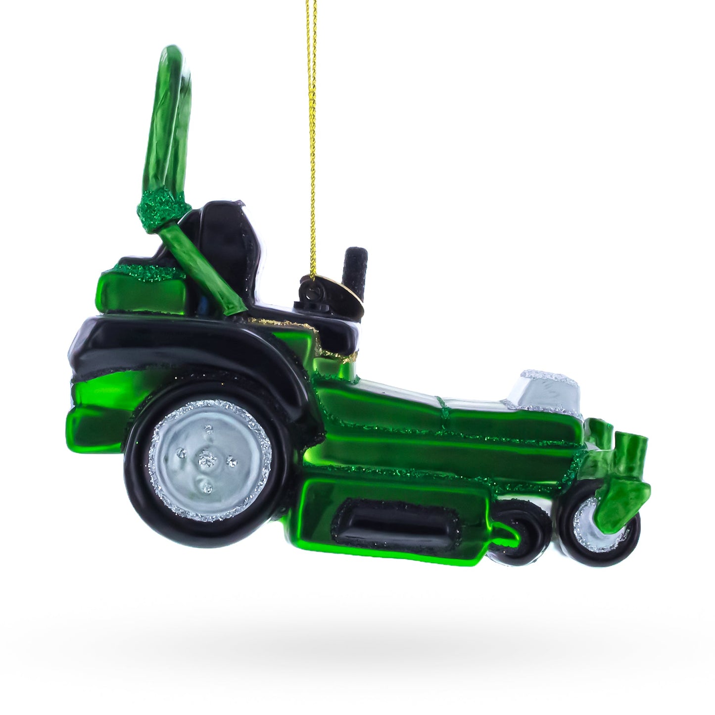Riding Lawn Mower Glass Christmas Ornament