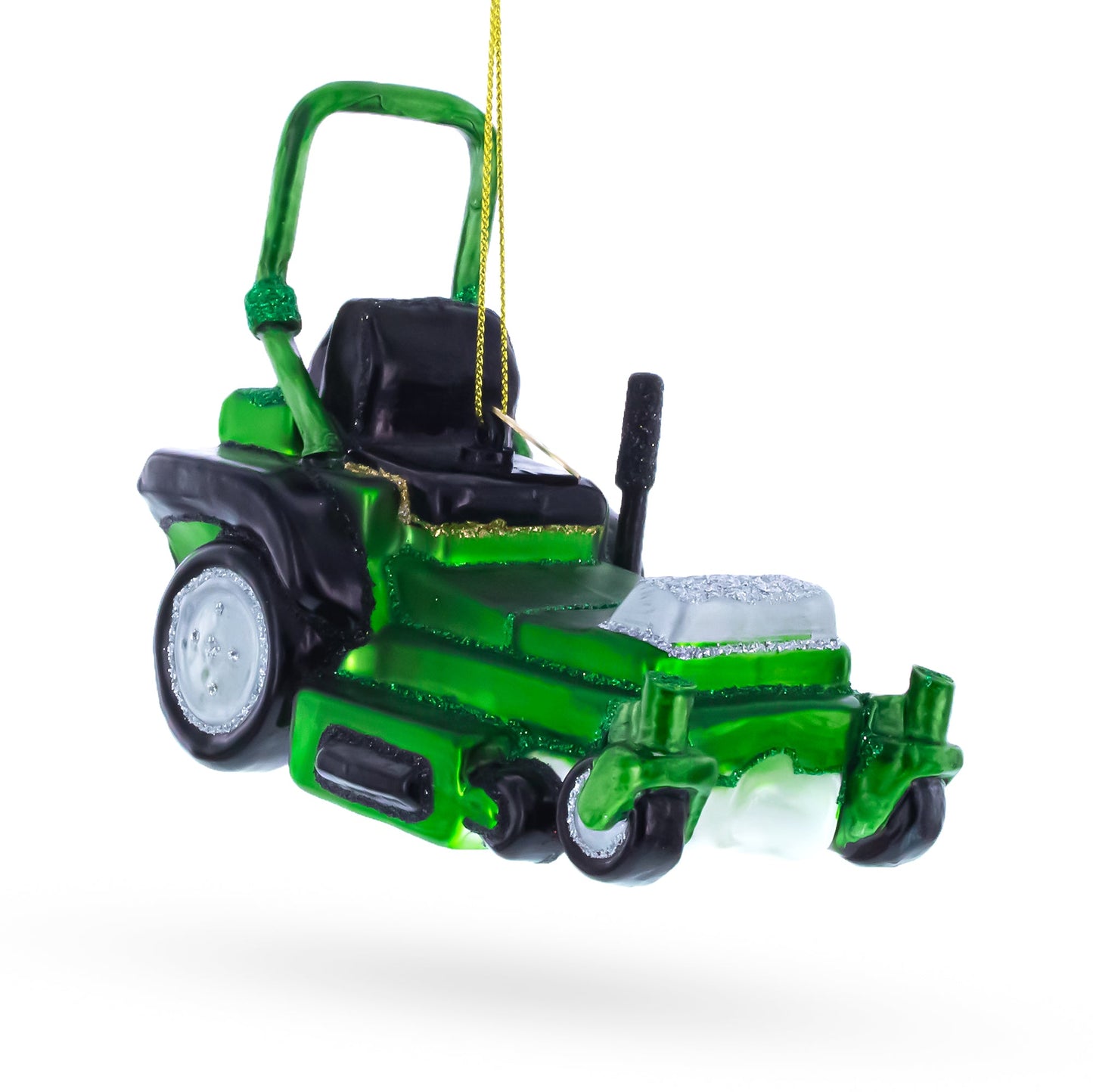 Riding Lawn Mower Glass Christmas Ornament