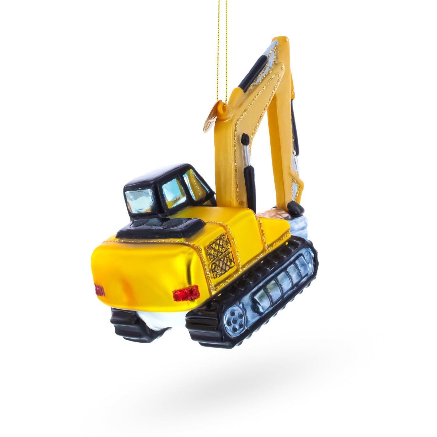 Excavator Glass Christmas Ornament