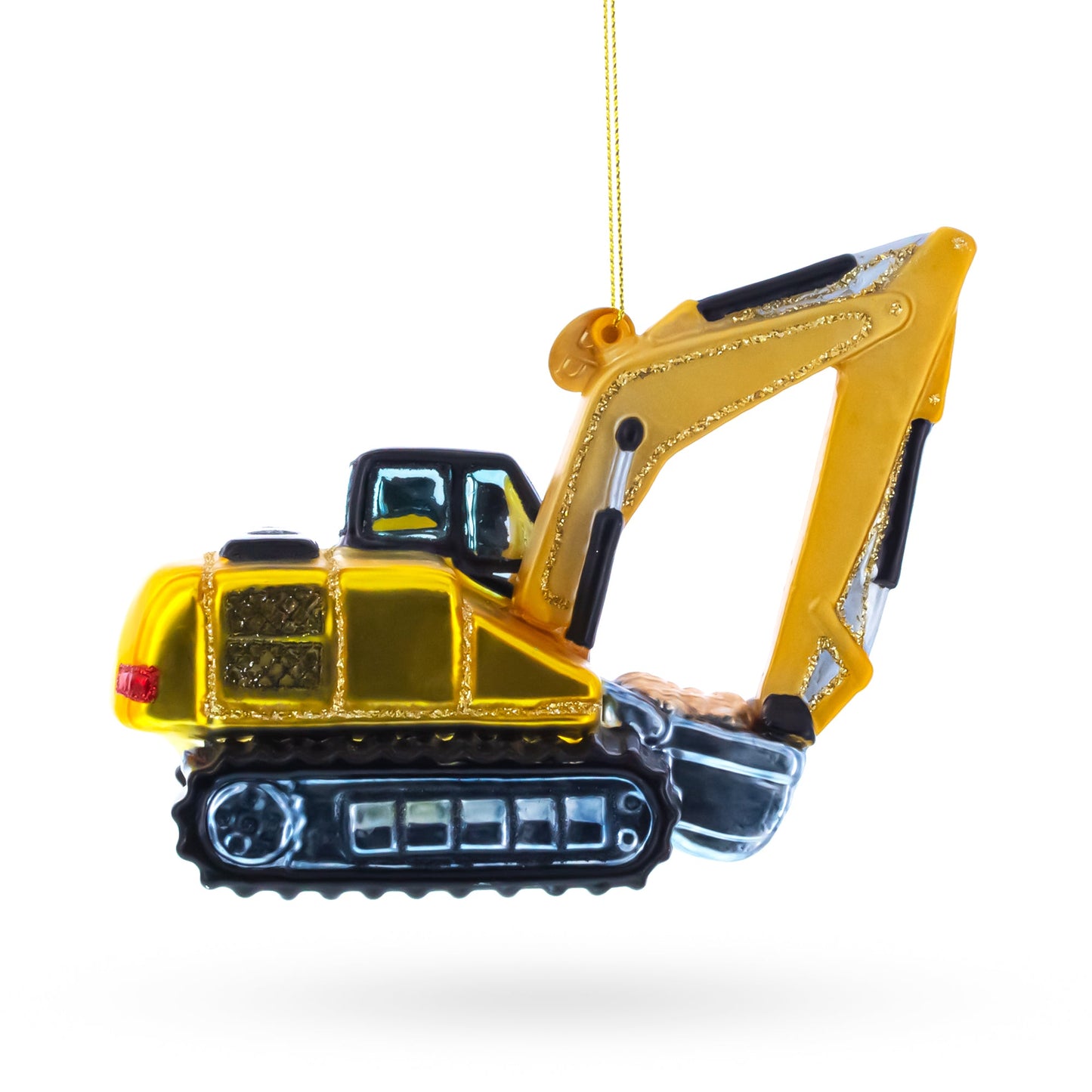 Excavator Glass Christmas Ornament