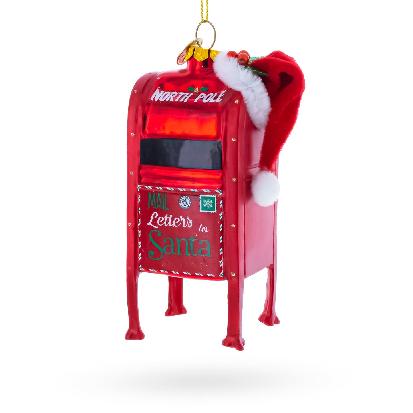 Letters to Santa Mailbox Glass Christmas Ornament