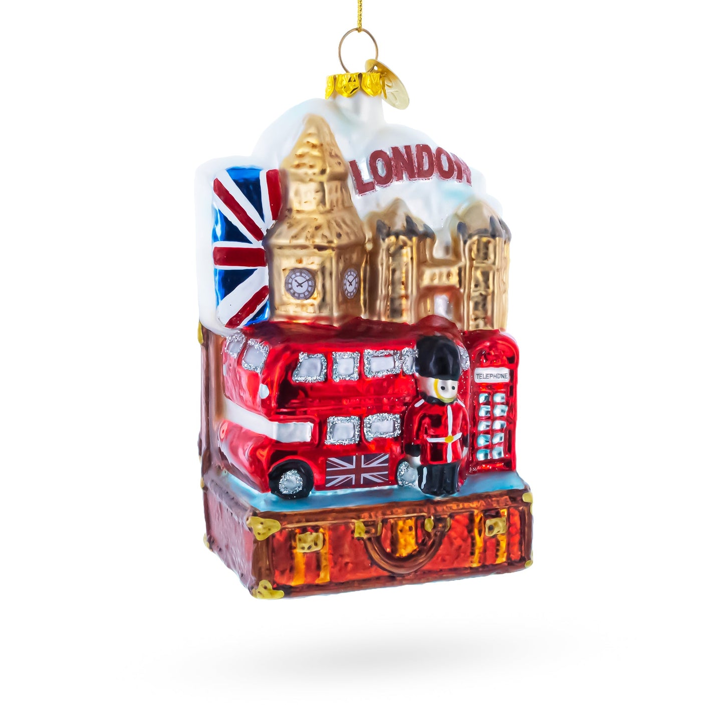 Landmarks of London, United Kingdom Glass Christmas Ornament