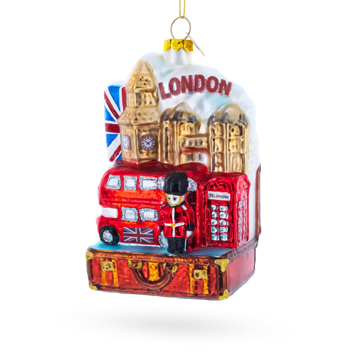 Landmarks of London, United Kingdom Glass Christmas Ornament
