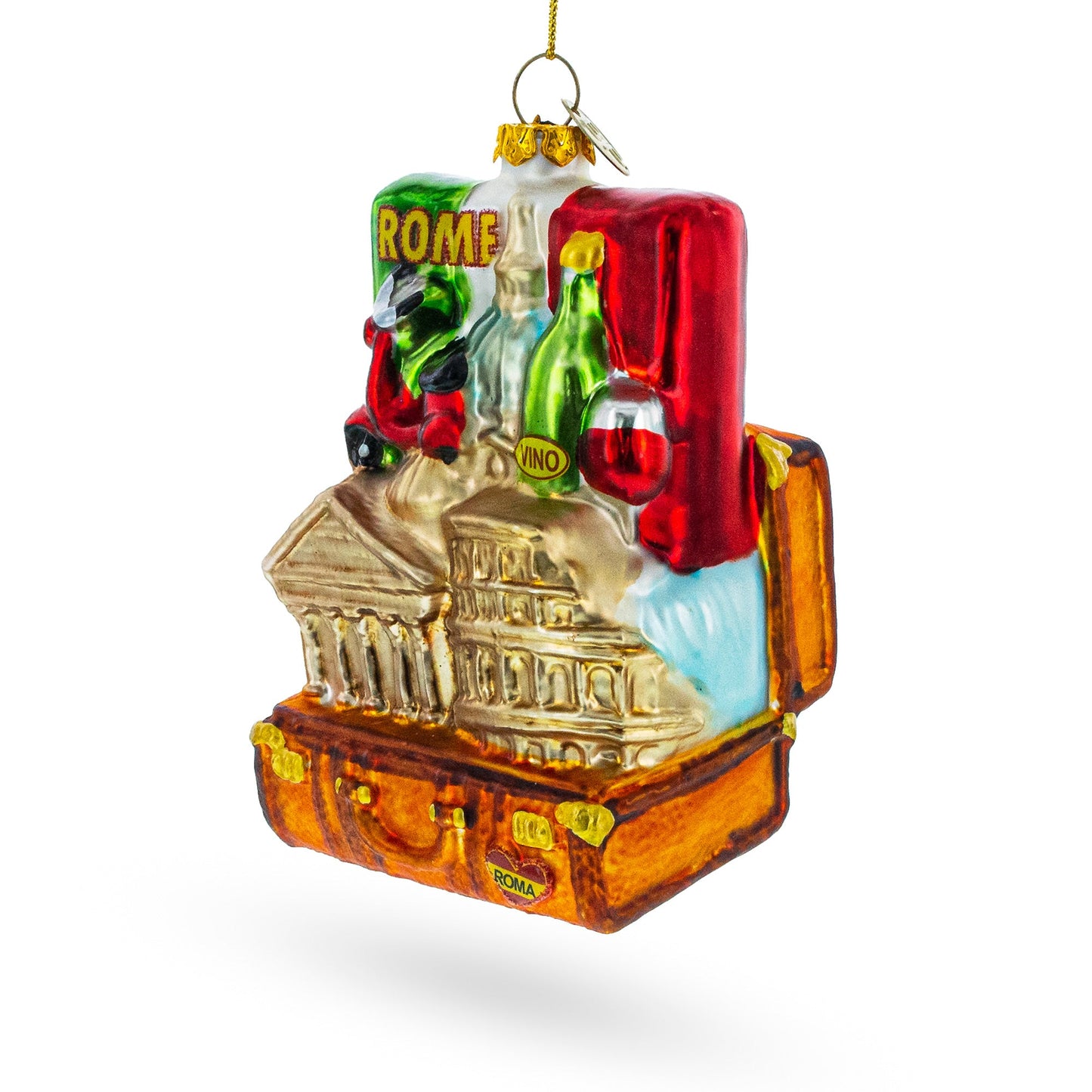 Landmarks of Rome, Italy Glass Christmas Ornament