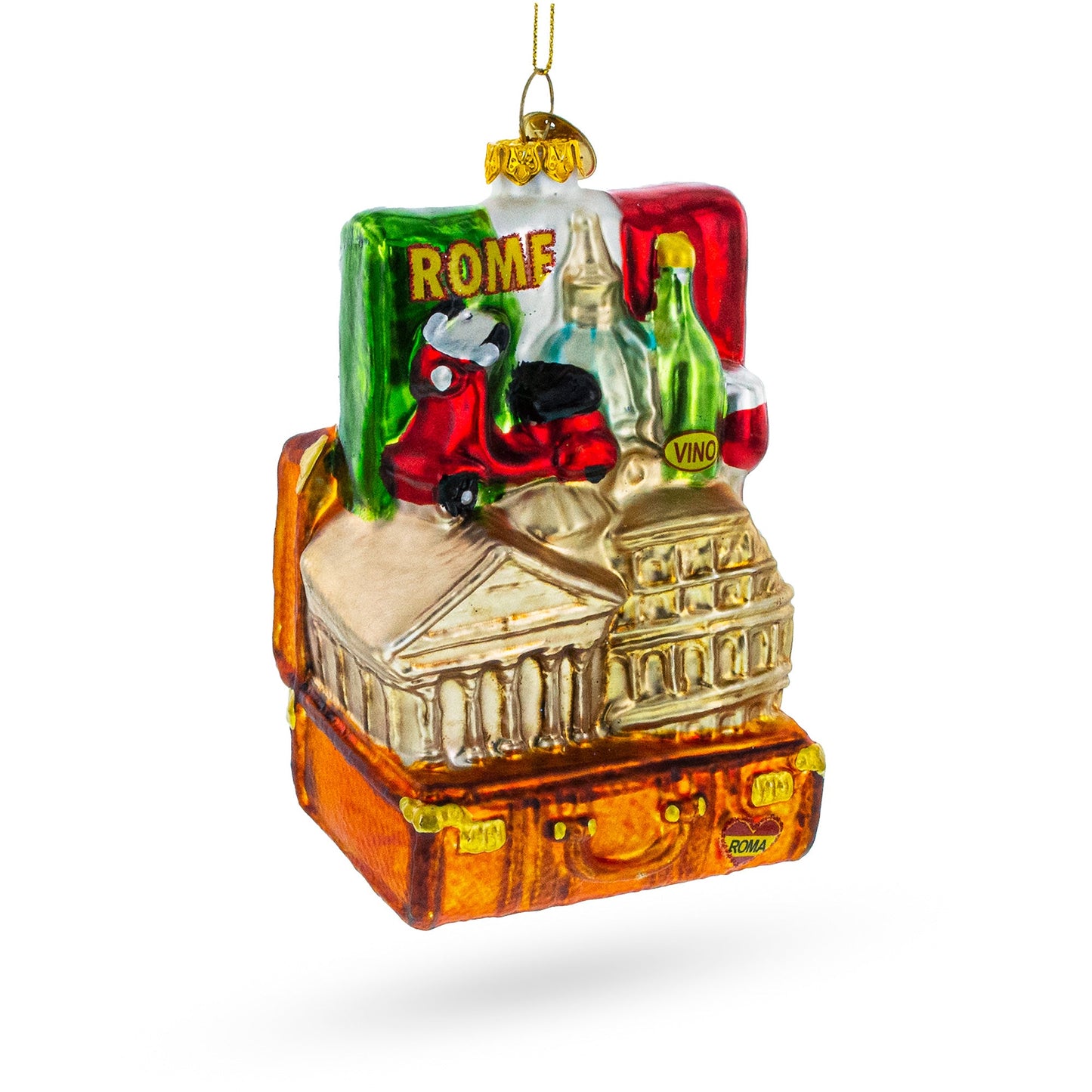 Landmarks of Rome, Italy Glass Christmas Ornament