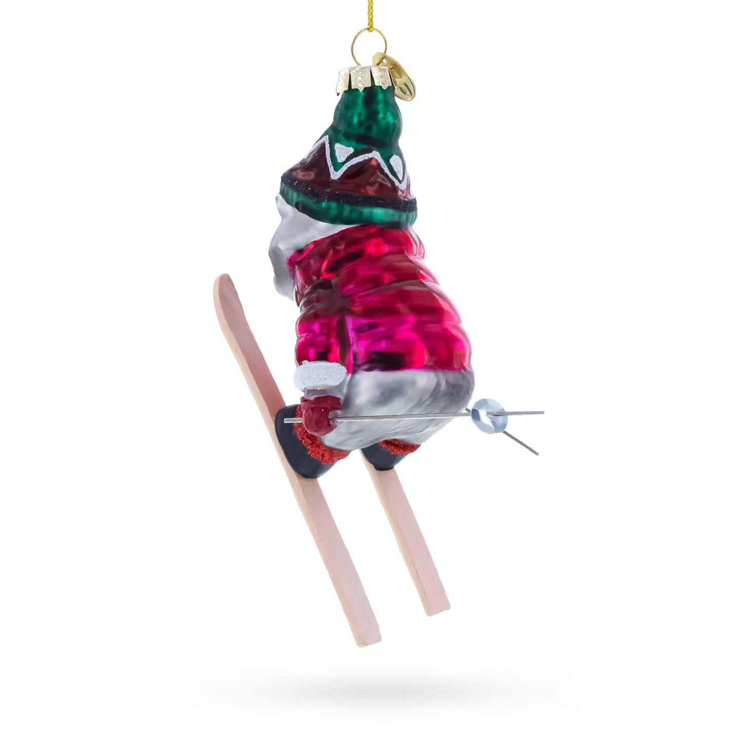 Skiing Raccoon Glass Christmas Ornament