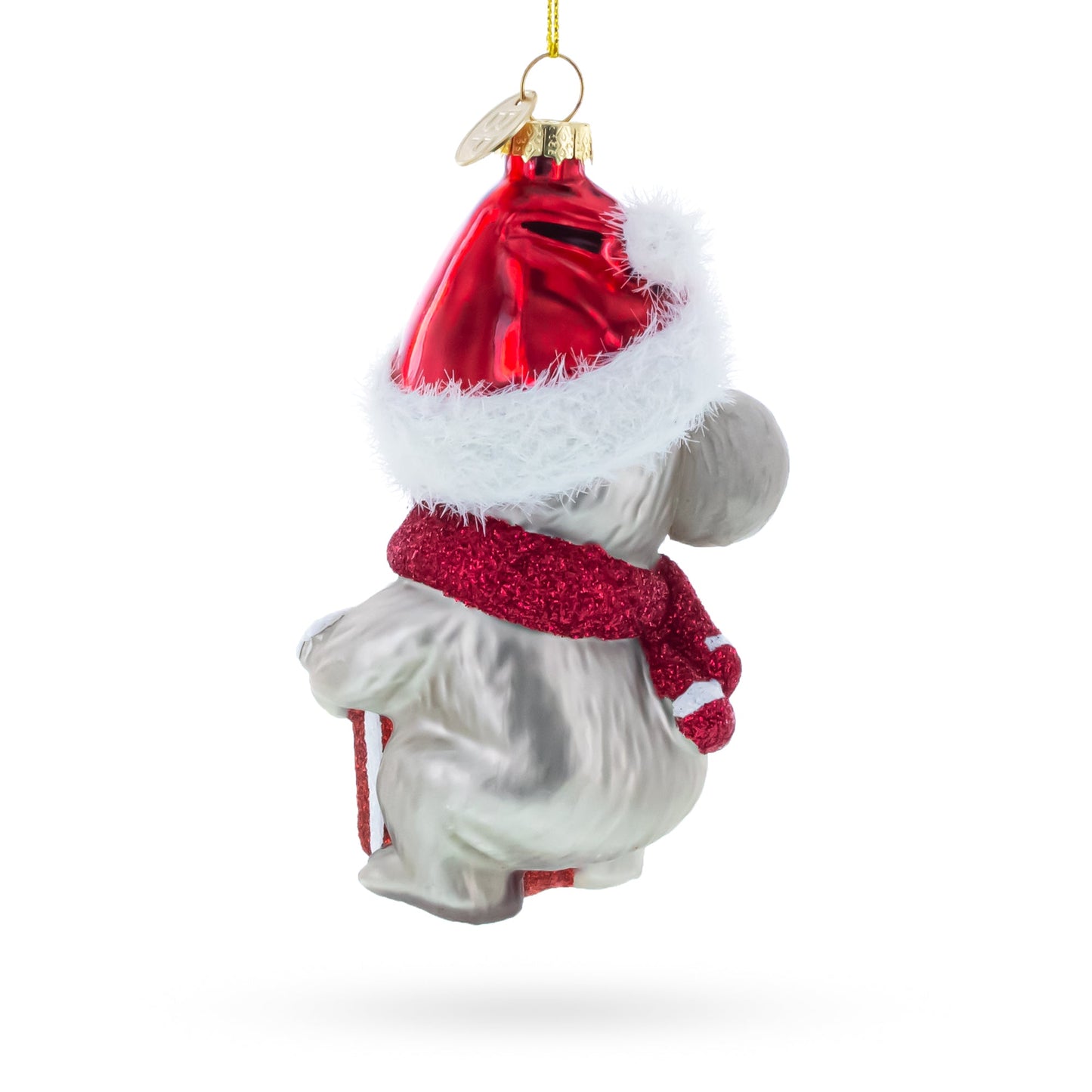 Koala with Present Glass Christmas Ornament