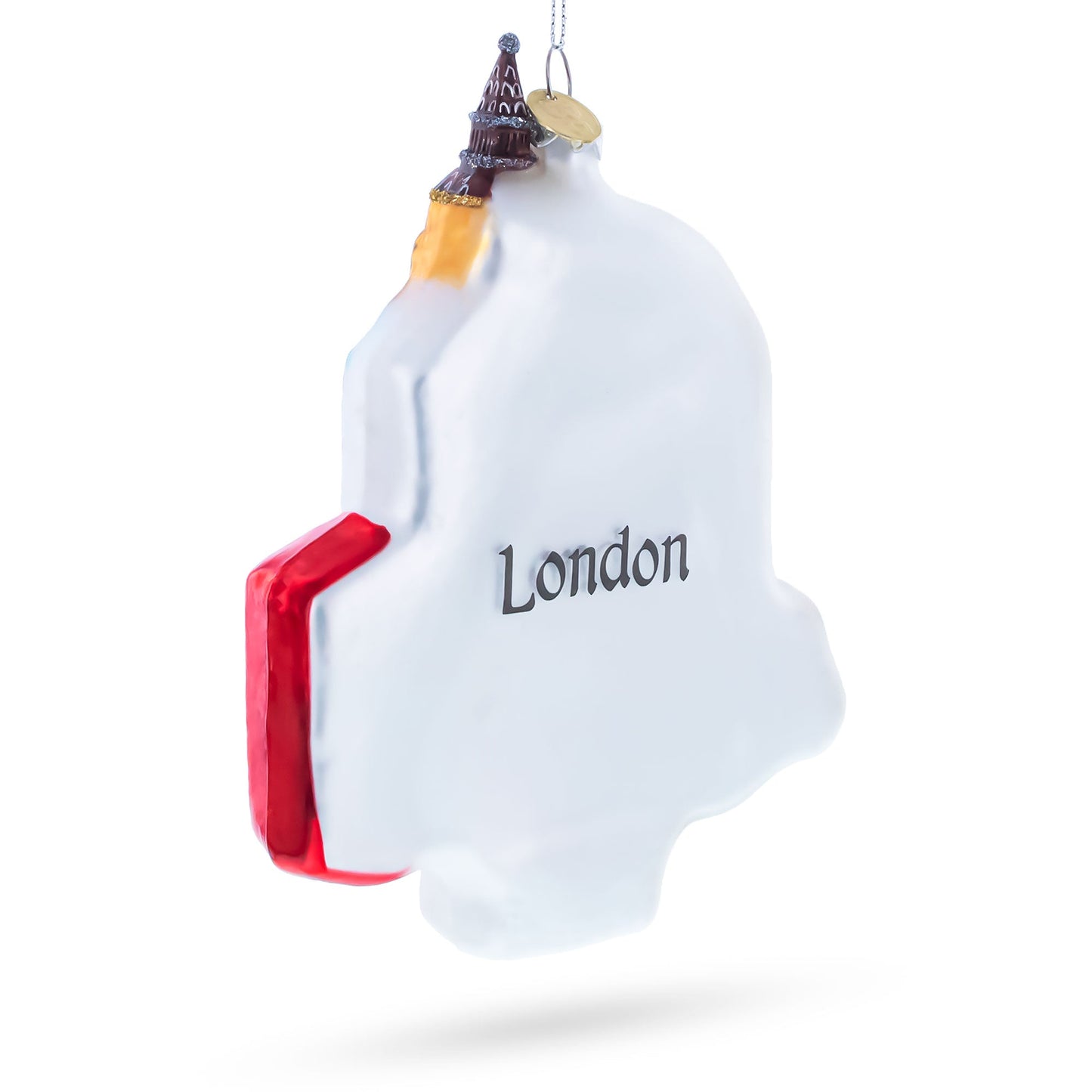 London Landmarks with Big Ben and Taxi Glass Christmas Ornament