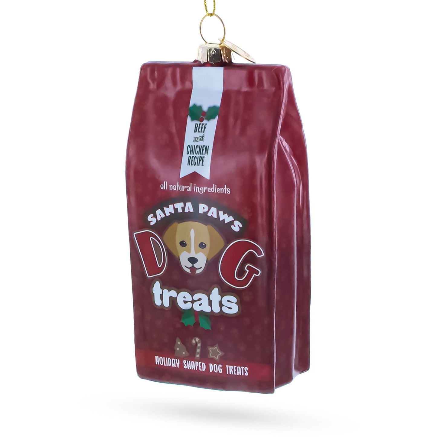 Santa's Dog Treat Pack Glass Christmas Ornament