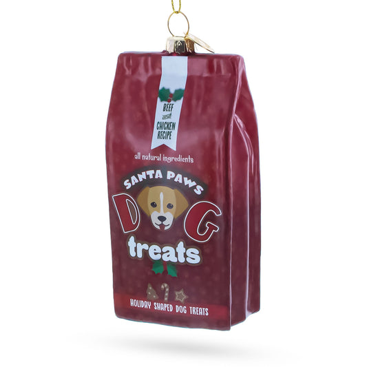 Santa's Dog Treat Pack Glass Christmas Ornament