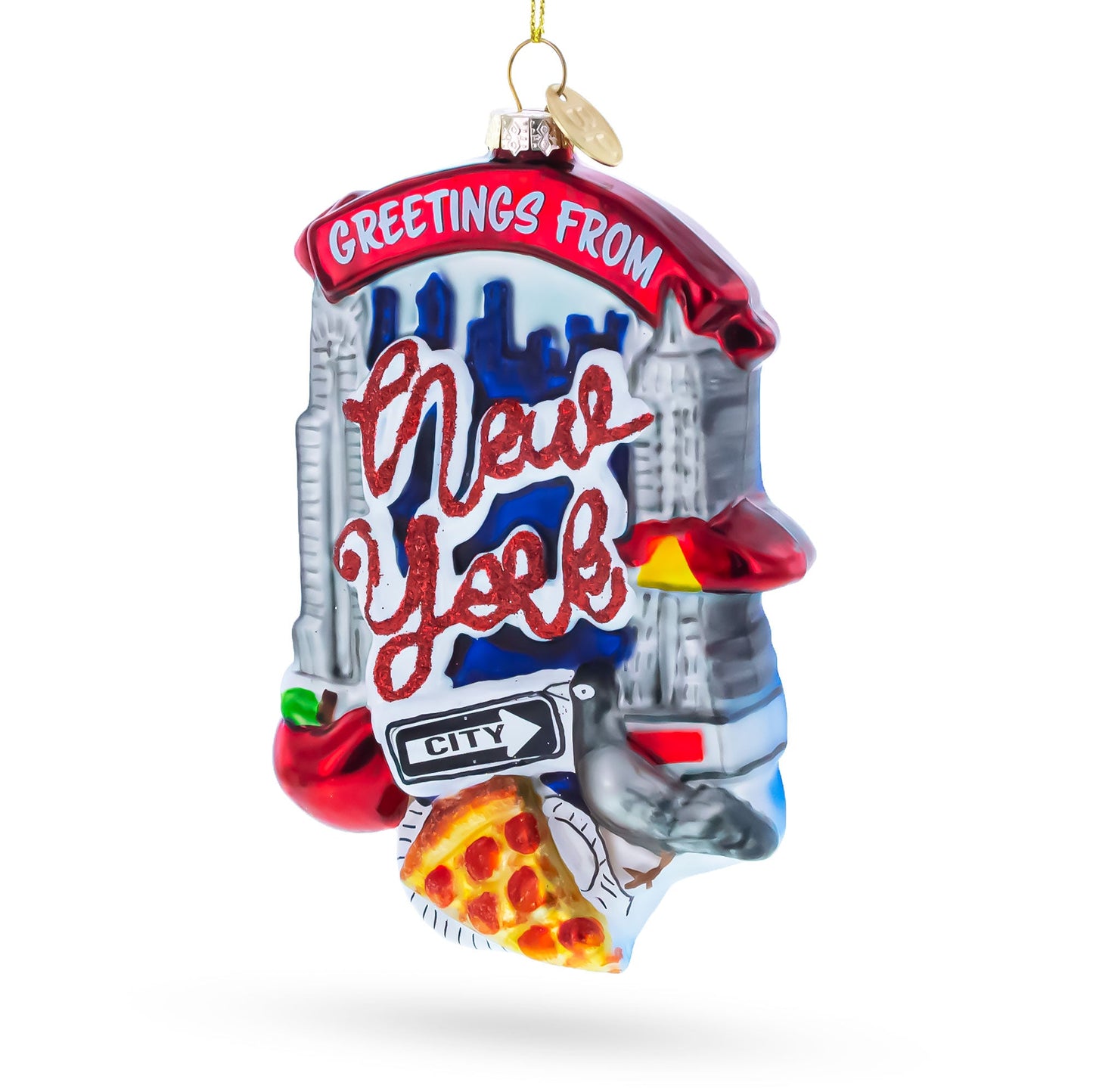 Iconic New York Landmarks Glass Christmas Ornament