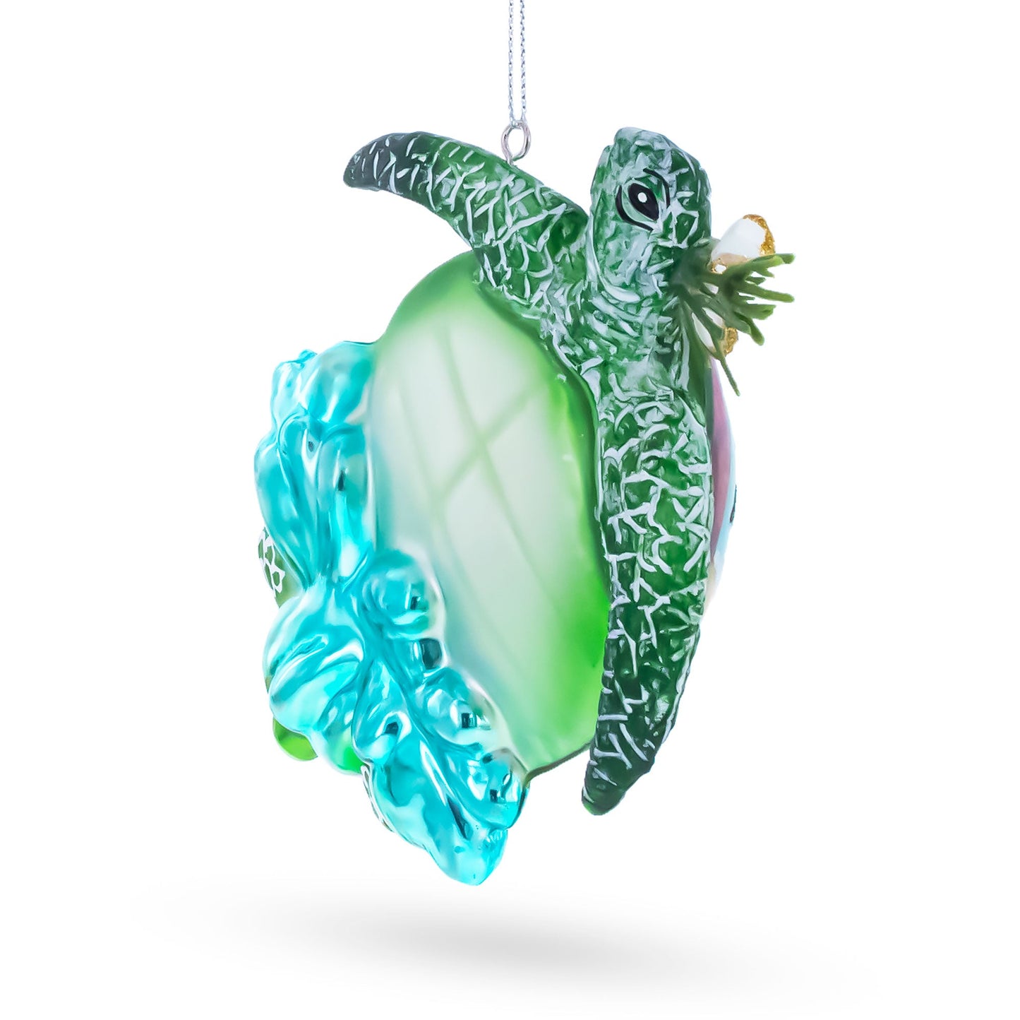 Hawaiian Aloha Turtle Glass Christmas Ornament