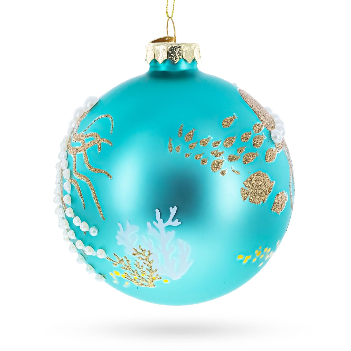 Ocean Jellyfish and Coral Teal Glass Ball Christmas Ornament
