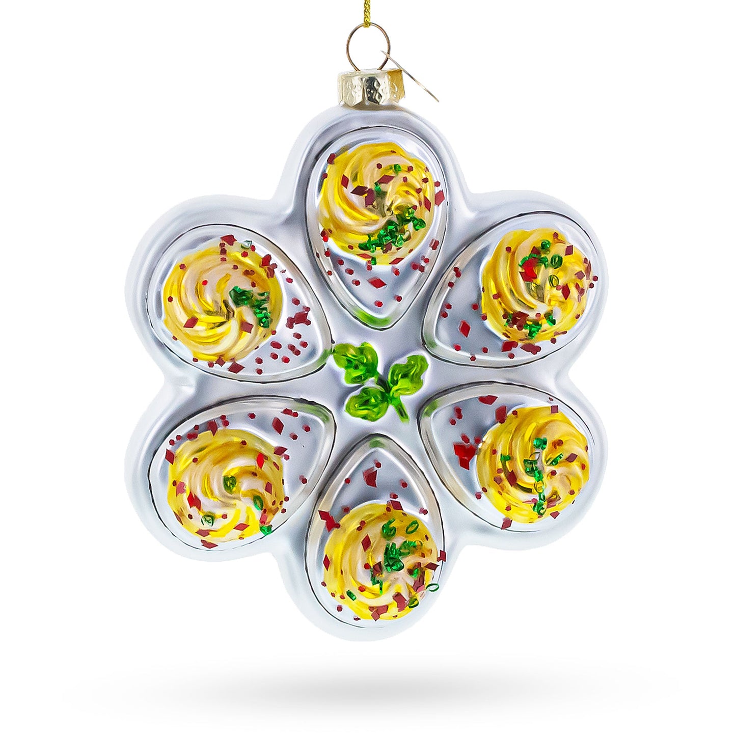 Deviled Egg Platter Glass Christmas Ornament